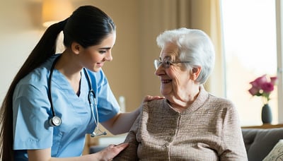 Caregiver assisting an elderly person at home Caregiver assisting an elderly person at home